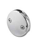 Top Notch Dual Hole Bathtub Drain Overflow Plate With Slick Chrome Finish And Included Matching Screws For No Fuss Installation.