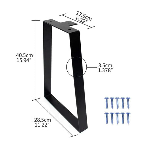 Heavy Duty Metal Table Leg Set 15.7 Inch High By 17.8 Inch Wide For Furniture DIY, black metal leg with screws included
