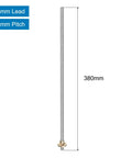 Stainless Steel Lead Screw 380mm 15in With Brass Nut T8 Acme Tr8x8 For 3D Printer Z Axis And CNC Machines 2mm Pitch 8mm Lead showing dimensions