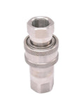 Badass Heavy Duty 304 Stainless Steel Hydraulic Quick Coupling Connector With Fast Release Push To Connect Fittings 3/4 Inch, close-up view.