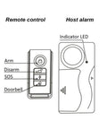 2 Pack Anti Theft Vibration Alarm With 110dB Loud Siren And Adjustable Sensitivity Motion Sensor Built In For Doors Windows Bikes Motorcycles RVs And More Keeps Your Gear Safe While You Roll Park Or Chill. Remote control and host alarm with Arm, Disarm, SOS, Doorbell buttons