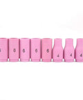 Tig Welding Consumables Kit With Gas Lens Cups Collets And Bodies For WP 9 20 25 Torches 53 Pcs Assorted Nozzles set showing pink nozzles