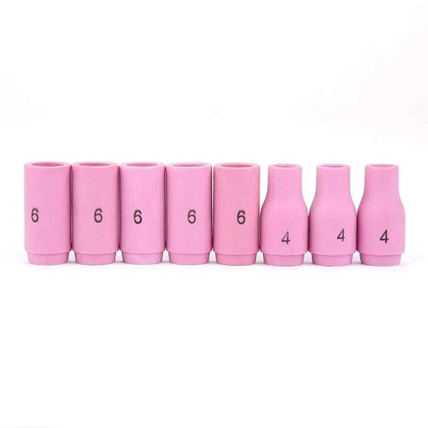 Tig Welding Consumables Kit With Gas Lens Cups Collets And Bodies For WP 9 20 25 Torches 53 Pcs Assorted Nozzles set showing pink nozzles