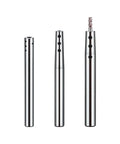 Rock Solid Seismic Side Fixed Extension Rod Keeps Firm Grip During CNC Milling And Lathe Jobs Vibrations Killer Steel Bar showing three metal rods with holes.