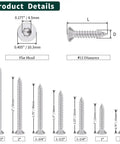 Heavy Duty Pro Grade Size 12 By 2 Inch Flat Head Torx Self Tapping Screws Built Tough 304 Stainless Steel dimensions displayed.