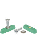 MatchFit Dovetail Track Nut Hardware 6 Pack for Jigs and Fixtures with green components and silver screws on white background.