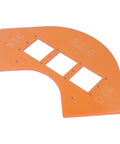 Top Shelf Router Corner Radius Template For Woodworking Jig R15 R30 R100 R200 in orange, precision polymer guide for rounded corners.
