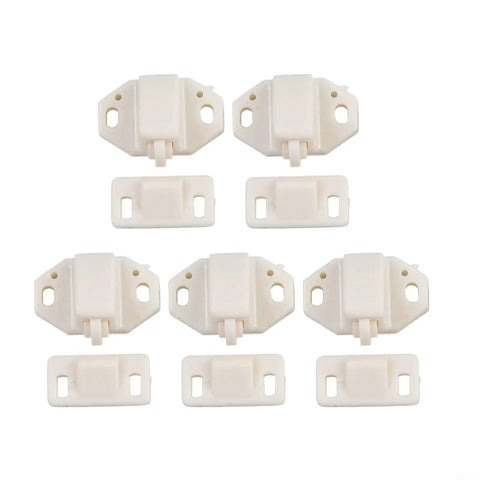 Five Pack Door Roller Catch Kit With Loaded ABS Rollers, White Magnetic Cabinet Door Latches for 35mm X 21mm Hardware