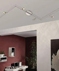 Buzz 74 Inch Track Light With 6 Adjustable LED Heads, Dimmable, Wall And Ceiling Fixture In Satin Nickel Installed in Room