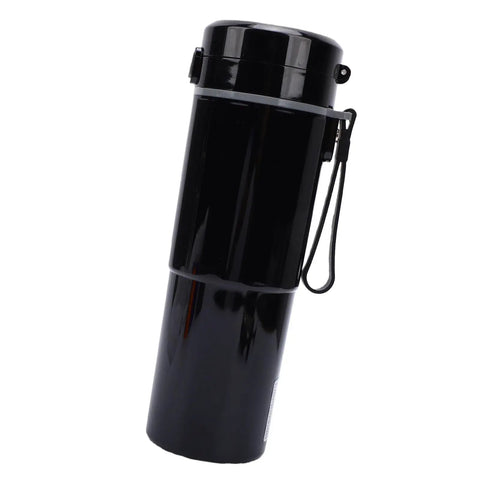 Portable Car Electric Kettle With Smart Temp Control Fits Standard Holders Great For Road Trips And Daily Grinds Brews Fresh Coffee Or Tea Right On Your Dash Reliable Gear For Modern Drivers Seeking Chill Vibes In Sleek Black Finish, compact black kettle with handle.