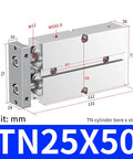 Dual Axis Pneumatic Cylinder With One Inch Bore And Two Inch Stroke Magnetic Double Acting Aluminum Air Cylinder design diagram
