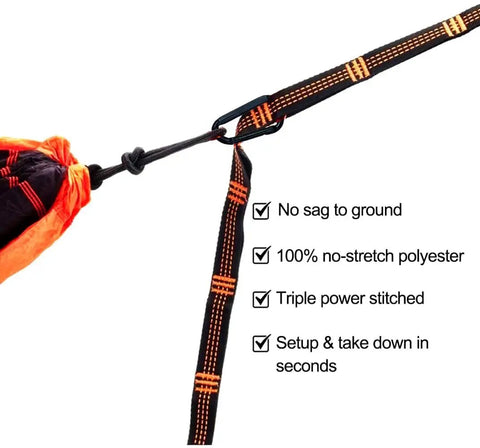 Two Pack Hammock Straps With Carabiners 13 Feet Total Length 7 Adjustable Loops No Fuss For Camping Backyard Patio Swing Visible