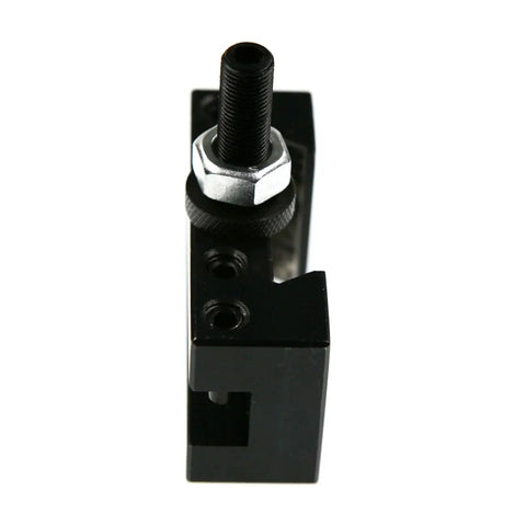 Close-up of a metal holder from Five Piece Quick Change Tool Post Turning And Facing Holder Set for 250-100 and 250-111 posts.