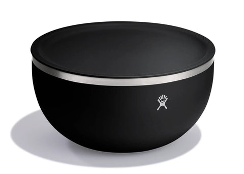 Heavy Duty Double Wall Insulated Serving Bowl With Tight Seal Lid Pro Grade Stainless Steel Food Container Keeps Your Meals Hot Or Cold No Sweat Solid Pick For Tailgates Campouts And Patio Hangs 3 Quart Matte Black view with lid closed
