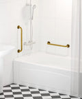 20 Inch Bronze Shower Grab Bar With Anti Slip Knurled Grip Antique Brass Finish Safe Bath Handrail in bathroom setup