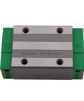 Top Tier Metal Linear Motion Guide Slider With CGH20CA Carriage Block Rails viewed from the top, showing metal and green plastic material.
