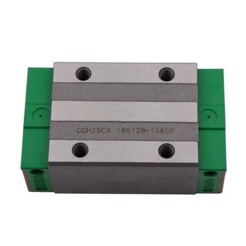 Top Tier Metal Linear Motion Guide Slider With CGH20CA Carriage Block Rails viewed from the top, showing metal and green plastic material.