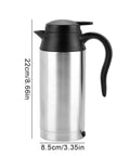 Portable Car Electric Kettle 750ml 24V Truck RV Compatible Hot Water Boiler, stainless steel design with insulated handle.