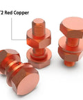 4 Pack M8 60mm Hex Bolts Kit With Nuts, Flat Washers And Spring Lock Washers In T2 Conductive Pure Copper Hex Head Screws