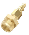 Quarter Inch Quick Connect To 1-20 Male Cylinder Thread Propane Adapter Fitting For 1 Pound Bottle in brass.