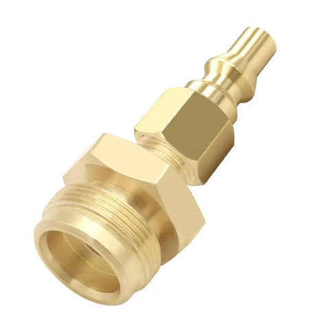 Quarter Inch Quick Connect To 1-20 Male Cylinder Thread Propane Adapter Fitting For 1 Pound Bottle in brass.