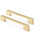 Gold 5 Inch Center Cabinet Pulls 25 Pack Square Drawer Handles Zinc Alloy Dresser Hardware For Cabinets Cupboards Brushed Brass Finish