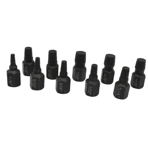 Harskiyer 10 Piece HSS Screw Extractor Kit And Bolt Remover Set For Stripped Or Broken Fasteners Easy Out Damaged Nut Driver Tools, 1/8-13/32