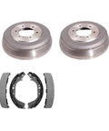 Heavy Duty Rear Brake Drum And Shoes Springs Kit For Nissan Frontier Pickup Xterra D21 4WD Cast Iron Steel Uncoated Fits 90 To 04 Models With Replacement Hardware Included For Quick Fix And Reliable Stops, two drums and shoes