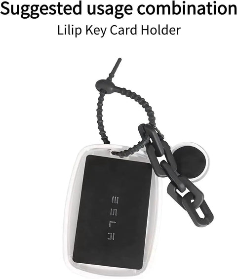Straight Up Premium Genuine Key Card Replacement Pair For Tesla Model Two inside Lilip Key Card Holder with black chain.