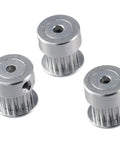 10 Pack GT2 Idler Pulleys With 16 Teeth And 3mm Bore for DIY 3D Printer Timing Belts, aluminum sync wheel, view of three pulleys