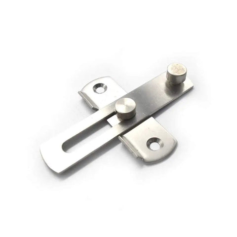 Heavy Duty Metal Gate Latch And Dead Bolt Hasp Lock For Sliding Doors Windows Cabinets Sheds With No Sweat Mounting, metal latch close-up view.