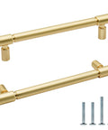 10 Pack Brushed Gold Cabinet Pulls 5 Inch Hole Center 128mm Brushed Brass Handles with screws, solid zinc alloy