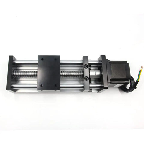 Dual Optical Axis Ballscrew SFU1605 100mm Travel With NEMA23 Stepper Motor for CNC Routers and 3D Printers on white background
