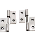 Two 304 stainless steel hinge assemblies with pins and mounting plates for heavy equipment use