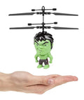 Big Head Hulk Motion Sensing Flying UFO Helicopter Toy for Kids 6 Plus held in a hand, showing size and design