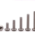 Heavy Duty Stainless Steel 10-32 x 3/4 Inch Phillips Pan Head Machine Screws Full Thread UNF 304/18-8 in a row