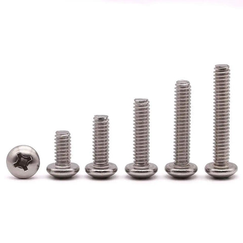 Heavy Duty Stainless Steel 10-32 x 3/4 Inch Phillips Pan Head Machine Screws Full Thread UNF 304/18-8 in a row