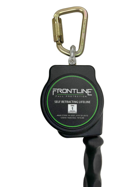 Rugged Heavy Duty Self Retracting Lifeline With Three Sixteenth Inch Galvanized Steel Cable And Steel Snap Hook End, Swivel Anchorage Eye, 310 Lb Capacity, ANSI And OSHA Compliant, Lightweight Yet Durable For Job Sites.
