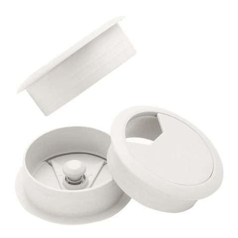 2 Inch Desk Grommet Kit Five Pack No Fuss For Easy Cable Management And Wire Organization, white removable lid grommets