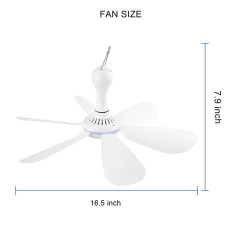 Silent USB Powered Ceiling Canopy Fan With 1m Extension Cord Chill Compact 6 Blade Quiet Hanging Fan dimensions 16.5 x 7.9 inches