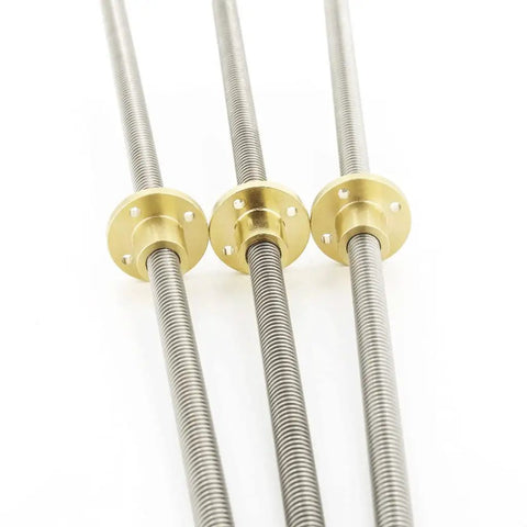 Three One Piece 304 Stainless Steel T12 Lead Screw 500mm With Brass Nut Trapezoidal Spindle Pitch 3mm Lead 3mm