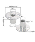 Pack Of Five M12 Brad Hole Tee Nuts Heavy Duty Industrial Grade Carbon Steel Furniture Hardware dimensions showing 40mm footprint