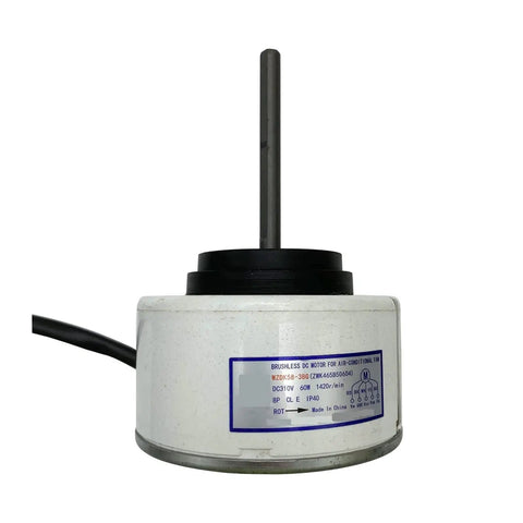 Brushless DC Motor For Air Conditioner Fan Outdoor Unit WZDK58-38G Replacement Part shown upright with label visible