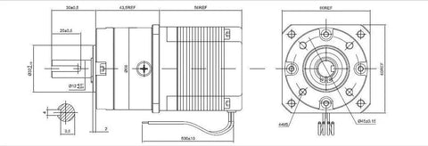 Technical drawing of 4 To 1 Planetary Gearbox For Nema 23 Stepper Motor 2.8A For DIY CNC Mill Lathe Router Upgrade High Torque 4.78Nm