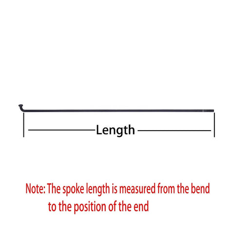 Heavy Duty Bicycle Spokes Set For Electric Bikes And Tricycles, Black Carbon Steel Spokes, Length Measurement Diagram