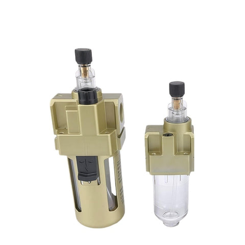 Pneumatic Oil Mist Lubricator FRL Unit for Air Tools and Compressors with Filter Regulator Lubricator Combo, two units shown