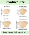 Product sizes of 160 Pcs Wood Hole Plugs Set Four Styles One Half Inch Two Fifths Inch Three Fifths Inch Three Quarters Inch