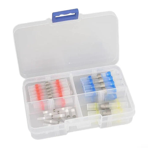 Hot Off The Press 50 Pack Solder Seal Wire Connectors Heat Shrink Tubing With Built In Solder Ring For Fast Wiring Jobs, Waterproof Sealing And Quick Install Without Crimp Tools Or Torches, assorted sizes in storage case