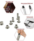Top Shelf Nickel Plated Chicago Screws, 110 Piece Assorted Kit with various sizes for DIY projects including leather crafting.