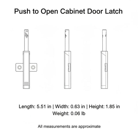 Heavy Duty Push To Open Cabinet Latch With Aluminum Alloy Rebounder dimensions 5.51x0.63x1.85 inches gray 1 pack